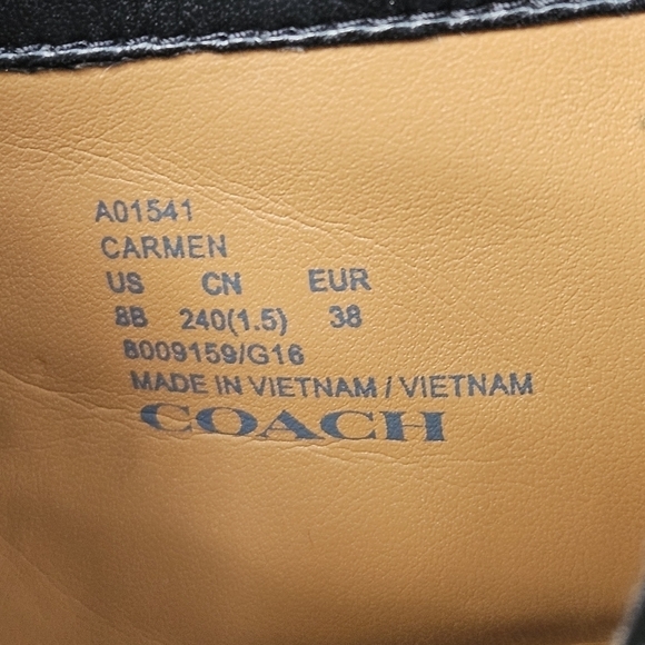 COACH Carmen Black Ultra Soft Leather Ankle Boots Side Zip Booties Size 8 B - Picture 14 of 16